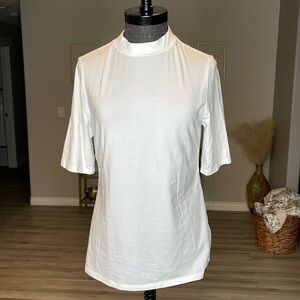 Halogen White Elbow Sleeve Top Size Large
